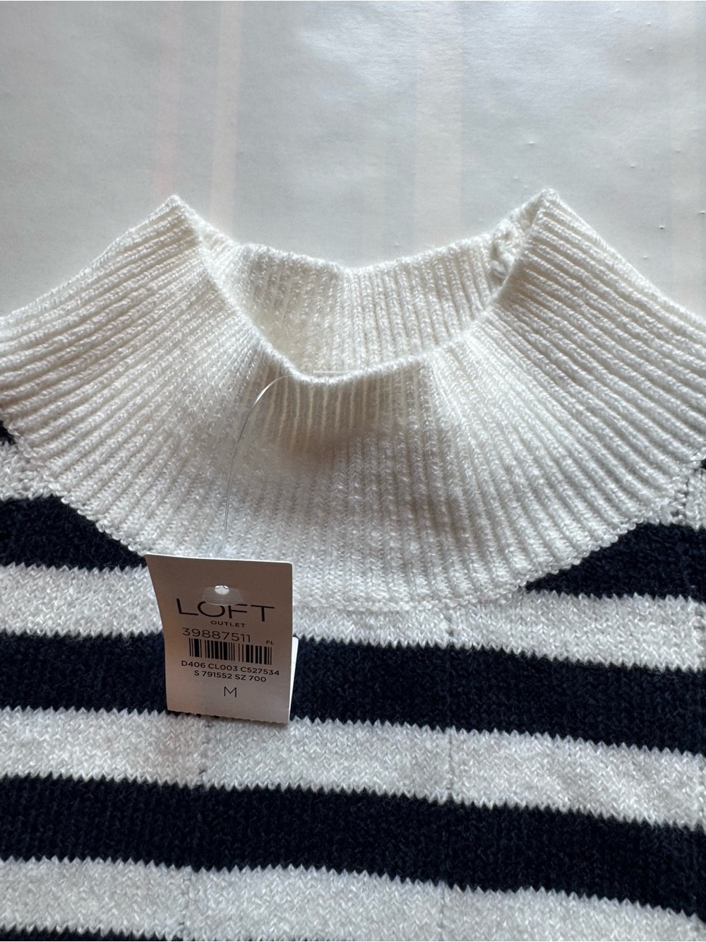 LOFT Black and White Striped Turtleneck Sweater image 7